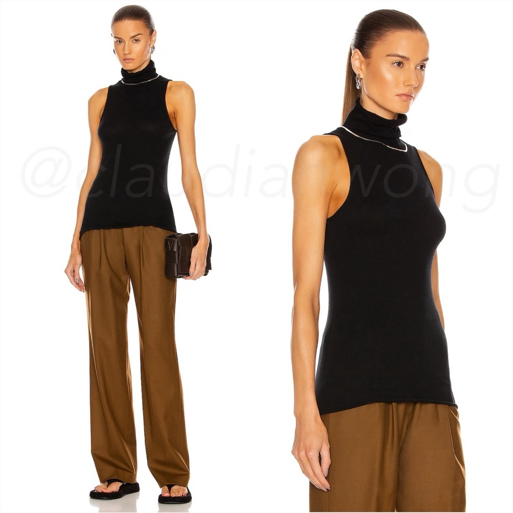 ENZA COSTA Cashmere Halter Turtleneck in Black